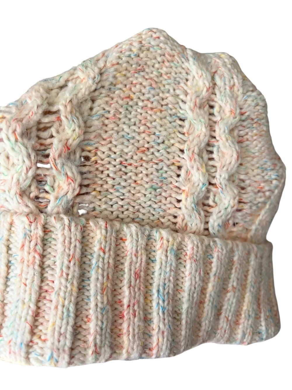 J. Crew Cream Cable-Knit Pom Pom Beanie